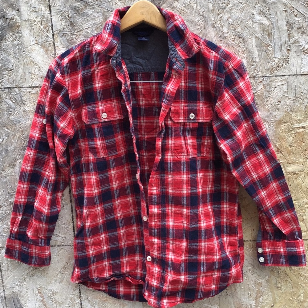 Gap kids red white and black flannel